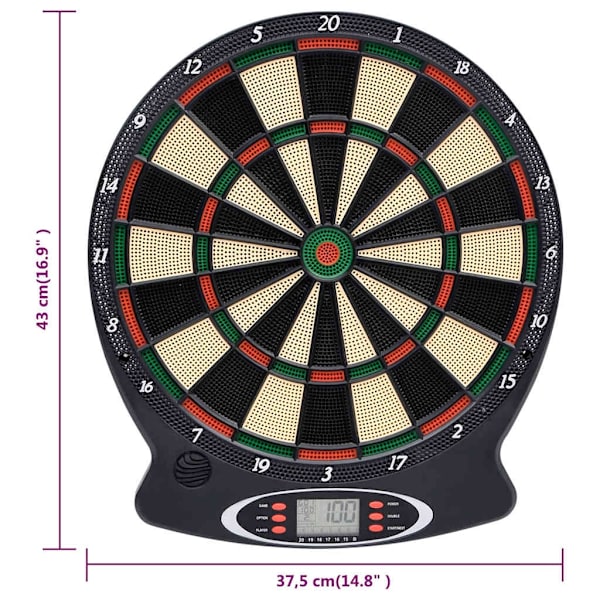 vidaXL Electronic Dartboard with Darts Black Polypropylene 1260