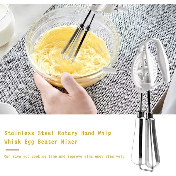 Manuell roterande äggvisp i rostfritt stål, handmixer, mjölkvisp