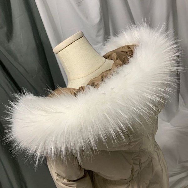 Dunjakke Pelskrave Stribe Faux Krave HVID 65CM 65CM white-FS2- white 65cm-65cm