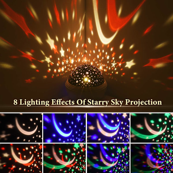 Stjerne Himmellys Projektor Natlampe Barn - 360° Rotation / USB