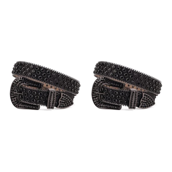 1/2/3/5 Y2K Stil Rhinestone Bælte Western Rhinestone Bælte Til Sort 105cm-FS1- Black 105cm 2PCS