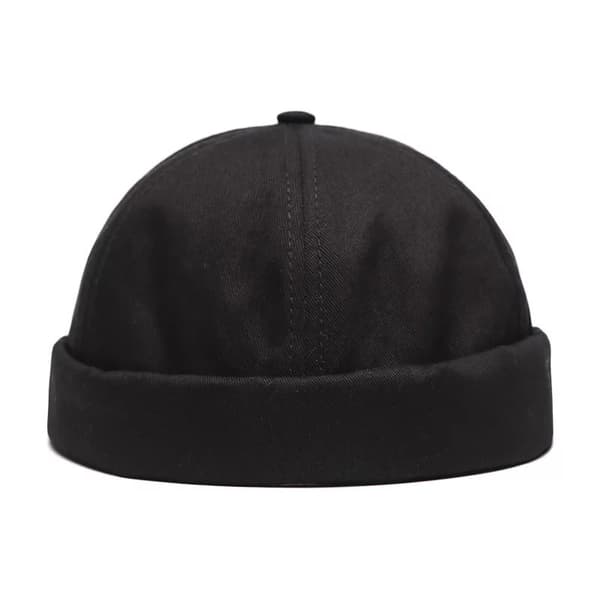 Miki-hattu, rullattu reuna, savupiipunhattu - musta
