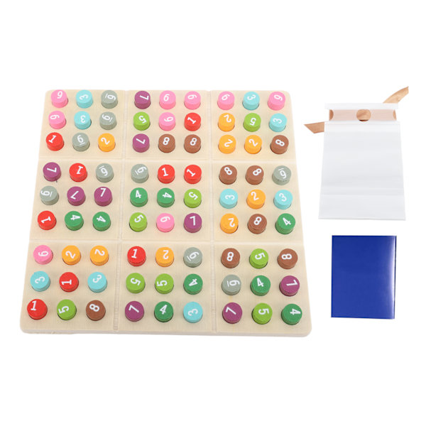 Färgad Sudoku Logikspel Dubbelsidig Två Spellägen Matematik Hjärngympa Leksak Sudoku Pussel Brädspel i Trä