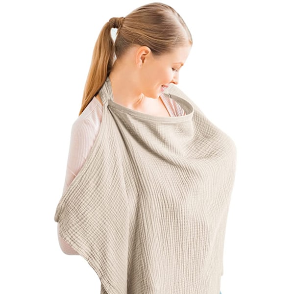 Ammingsbeskyttelse i bomull, personvern med halterneck, ammekluter, ammebeskyttelse -FS1- beige