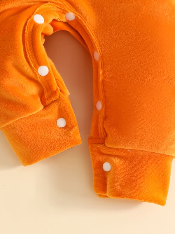 Baby Boy Græskar Broderet Hætte Romper Pullover til Efterår og Vinter 0-3M Orange-Red