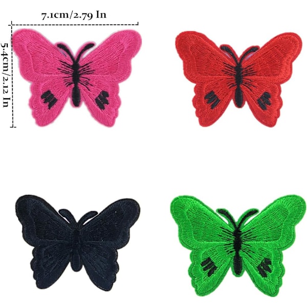 12 stk Farverige Butterfly Stryge-på-lappdyr Brodererede Applikationer