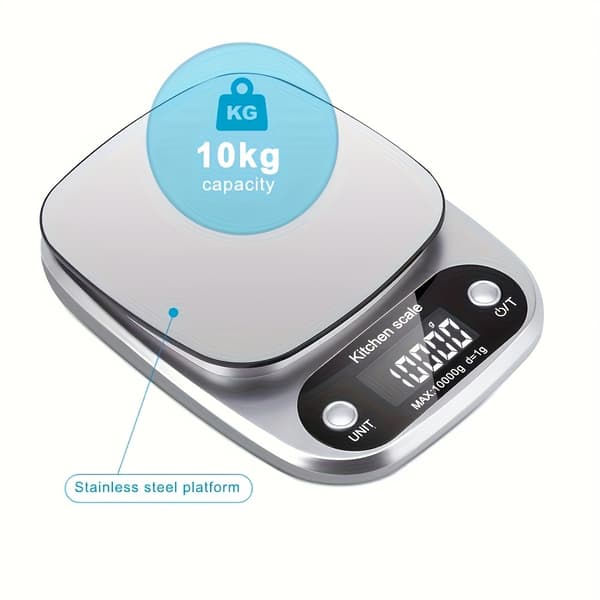 Digital post- och köksvåg, elektronisk våg i rostfritt stål för post, mat, bakning, mångsidig 5kg/0.1