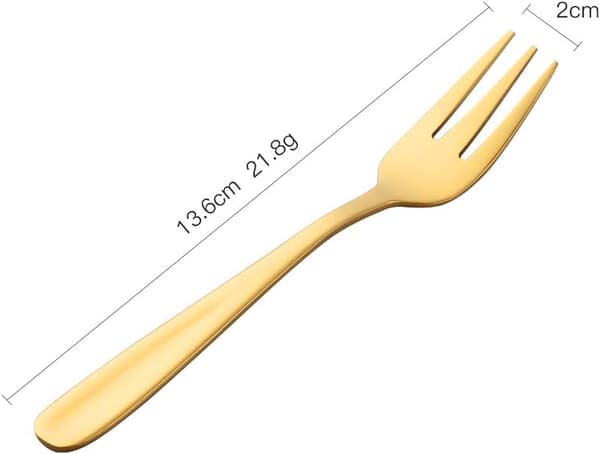 Tekaker Små Dessertgafler Kakegafler Rustfritt Stål Gull 8 stk
