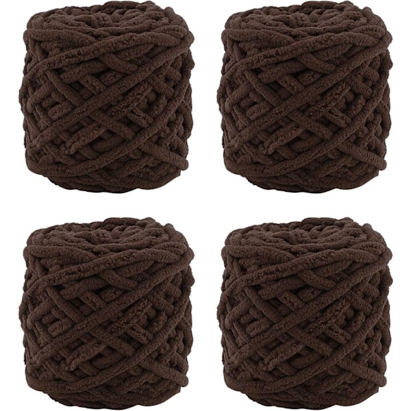 Stickgarn 4x Stickgarn för Virkning, Mjukt Chunky Garn för Garnprojekt-X44- coffee