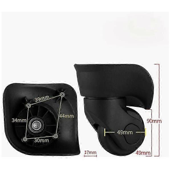 Pair Universal Suitcase Wheels Replacement Durable Rubber Silent Multi-Direction for Suitcase Luggage Spare Repair Wheels (Small Black (Fww)