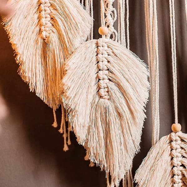 Käsintehty unisieppari Makramee seinäkoriste Boho kudottu seinävaate -FS- beige