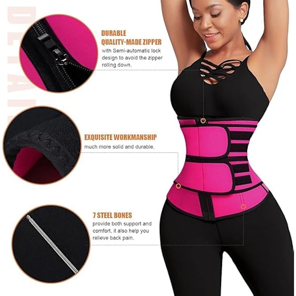 Midjetränare för kvinnor Plus Size Dubbla Bälten Neopren Träningskorsett Midjetrimmer-FS2- L