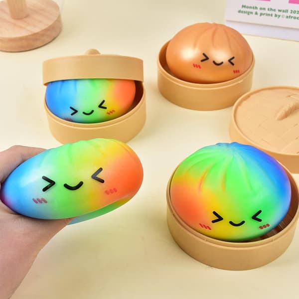 Sateenkaari Dumpling Squishy - Värikäs Pullamainen Stressilelu, Aistien Rentoutuslelu 2 Pcs multicolor
