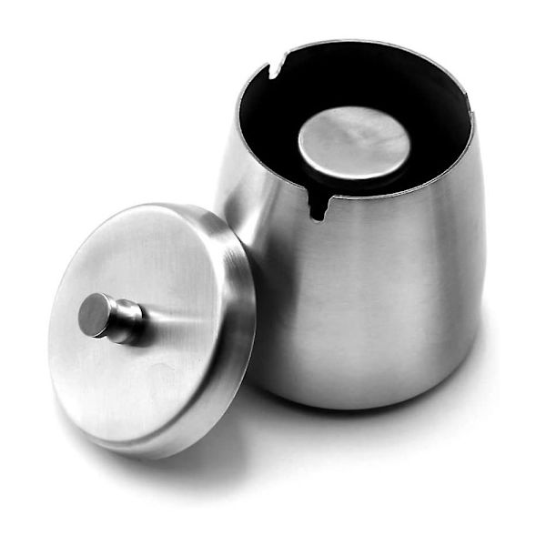 Vindtät askkopp för cigaretter utomhus, askkoppar för uteplats, bordsskiva, Silver-XF10- Silver Large