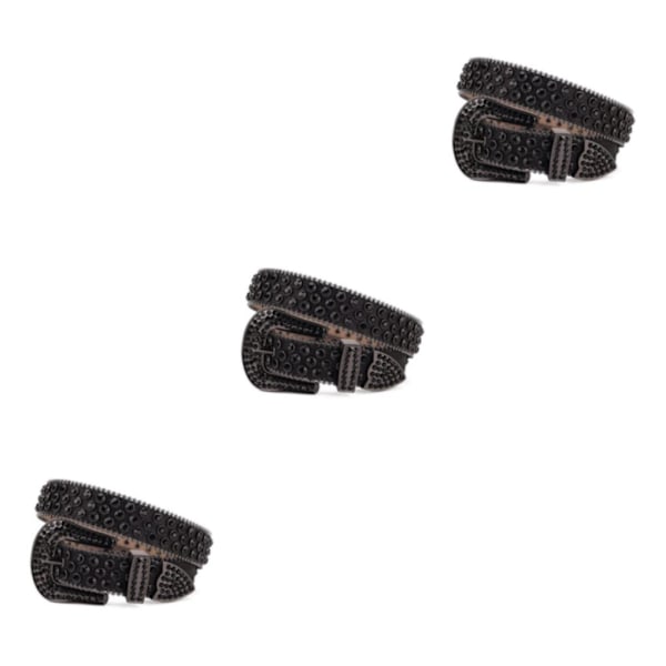 1/2/3/5 Y2K Style Rhinestone Bælte Western Rhinestone Bælte Til Sort 105cm-FS1- Black 105cm 3PCS