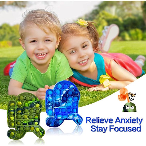 2-pack Among Us Push Pop Bubble Sensoriska Fidget Leksaker, Stress