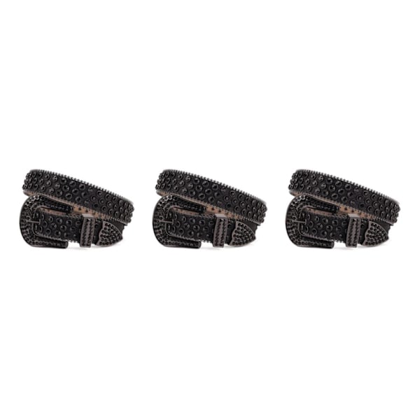 1/2/3/5 Y2K Stil Rhinestone Belte Western Rhinestone Belte For Svart 105cm-FS1- Black 105cm 3PCS