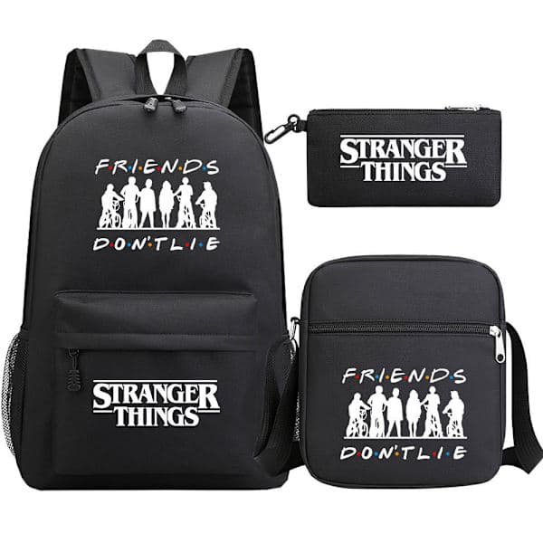 Stranger Things Ryggsäck 3-delars Set Student Skolväska Canvasväska 3 3