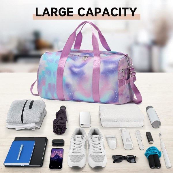 IC Gym Bag for Kvinner og Menn, Liten Sportsbag med Våtpose og Skopose, Reiseveske, Weekender