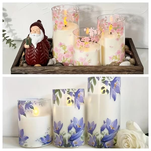 Rökfria LED-blomljus med fjärrkontroll och timer för bröllop och heminredning pink