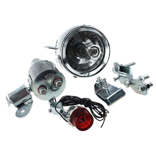 Sykkel 12V 6W Generator Frontlykt Baklyktsett Friksjonsdynamo Lyssett-X44-