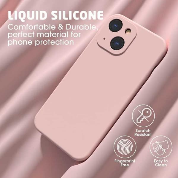 iPhone 15 Gummibelagt Mattrosa Deksel Kamerabeskyttelse Flytende - Rosa