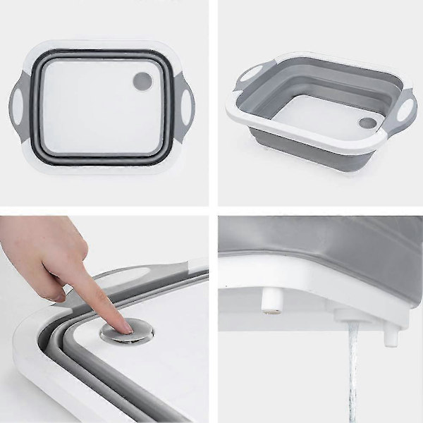 Portable Folding Cutting Board with Strainer, Kitchen Vegetable Washing Basin Basket Sink Foldable Storage Organizer-FS-