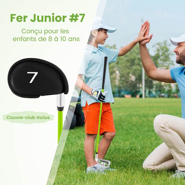 COSTWAY nr. 7 Golfkølle til børn 8-10 år - Glasfiberskaft og hovedbeskyttelse - Højre - Gummigreb - 76 cm-XF10-