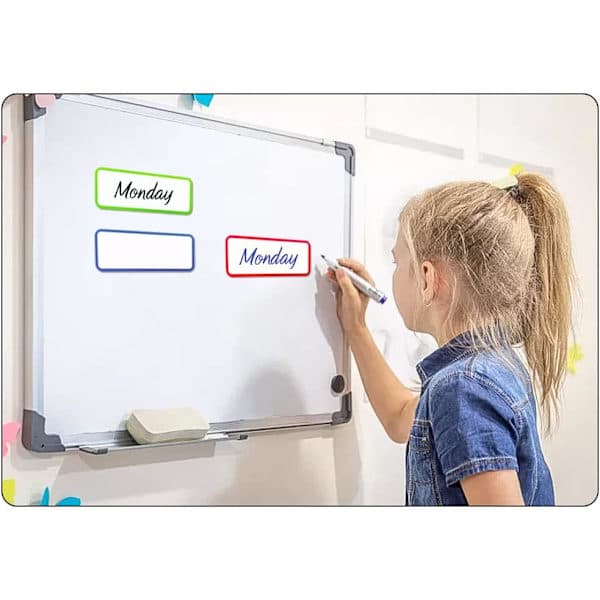 54-pack whiteboard magnets, 9 colors - 29 x 79 mm - writable magnets