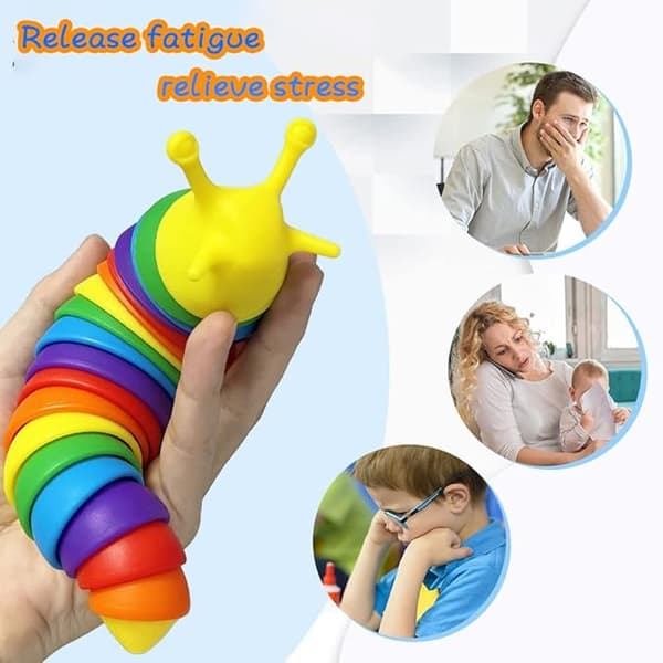 Fidget Slug, 3D Sensorisk Slug Fidget Leke, Morsom Krypende Slug Fidget Leke-FS- Black purple 14CM