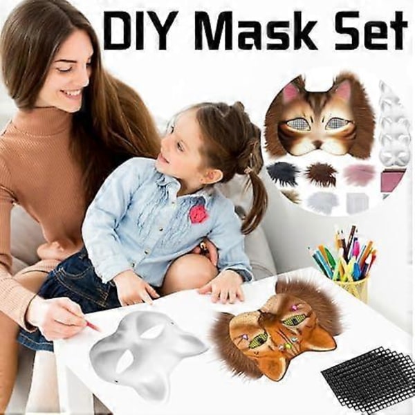 Kattemaske med pels og nettingøye, tomme papirmasker for DIY, hvite malepapirmasker, kattemaske for DIY Halloween Mardi Gras-fest-FS3- Maroon-29pcs