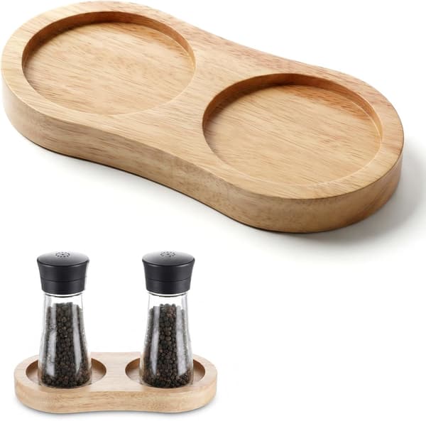Tray for Salt and Pepper Mills, Stand; Wood, Suitable for Various Mills and Spice Bottles; Mill Accessory