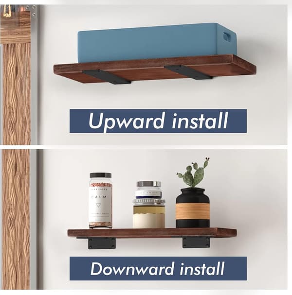 6-pack Floating Shelf Brackets, 15 cm Heavy Duty Industrial Shelf Brackets, a Metal L-Brackets for Shelf Support D