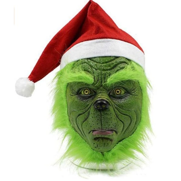 Julegrønn Hårmonstermaske Fest Grinch Hanske Grinch Maske Grønn Hårmonster Green Hair Monster hat