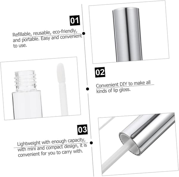 10 ml läppglansrör 12 st påfyllningsbara tomma läppglansbehållare silverlock för DIY-smink och provförvaring