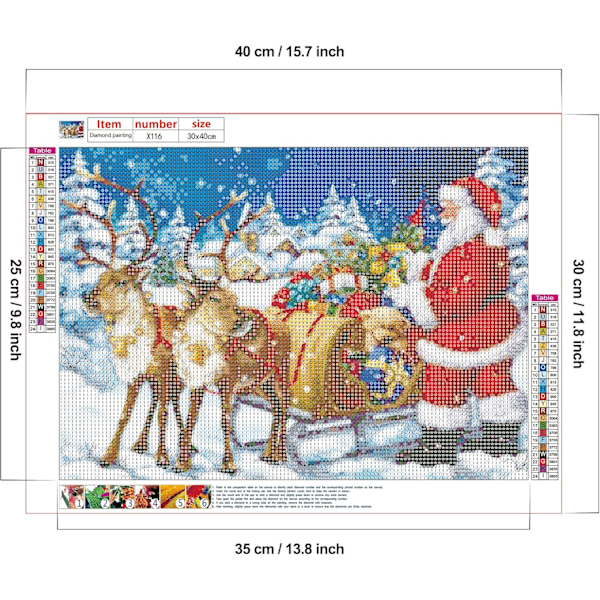 5D Jul Diamantmålning Väggdekoration Tomte 40x30cm-FS-