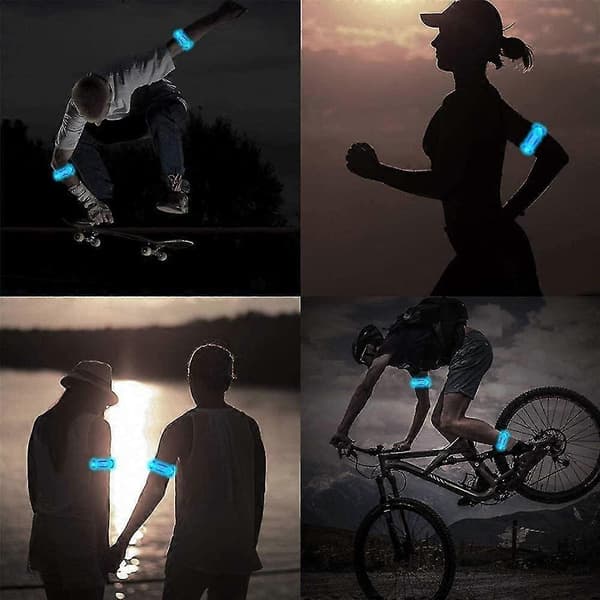 4-pakning LED-armbånd med refleks - for løping og jogging Blue