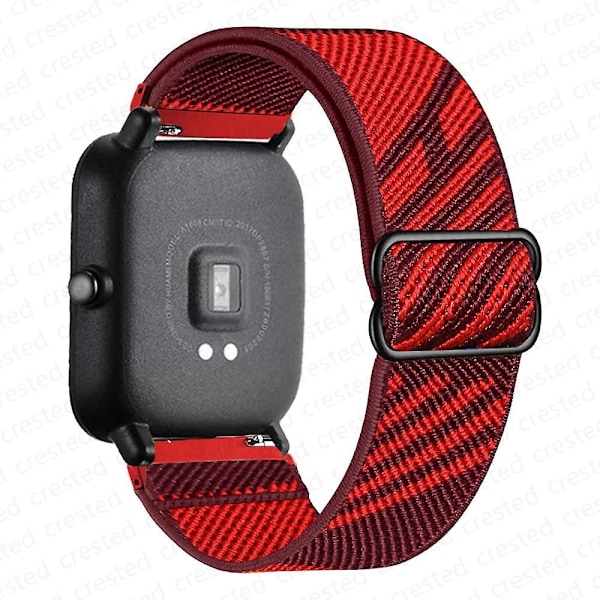 20mm/22mm Rem til Amazfit Gts 4//2/2e/3/gts2 Mini/gtr 4/3/pro/gtr2/47mm/stratos Nylon Elastisk Urrem Amazfit Bip Rem sort rød-FS1- black red 22mm