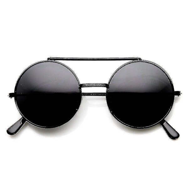 Limited Edition Farveskift Flip-up Linse Runde Cirkel Django Solbriller_dxm（Sort Røg）-FS1-