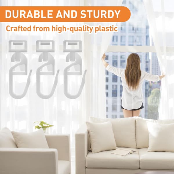 60-pack curtain hooks for 34mm rails - 5.8mm to 7mm extension - Plastic - White - Caravan, motorhome accessories-FS-