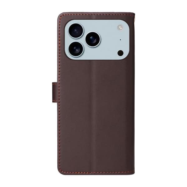 iPhone 17 Pro Max Leather Case with Six Card Slots and Strap Kaffe
