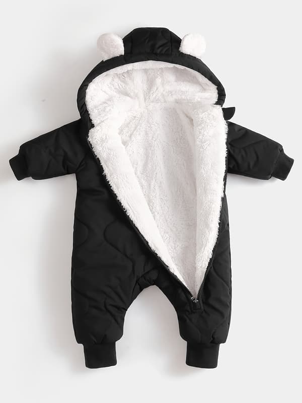 Fortykket heldragt til baby til efterår/vinter udendørsbrug med lynlås 18-24M Black