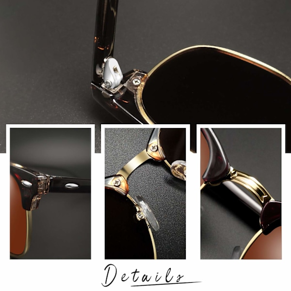 Semi-Rimless Polariserede Solbriller Herre - UV400 Beskyttelse Retro