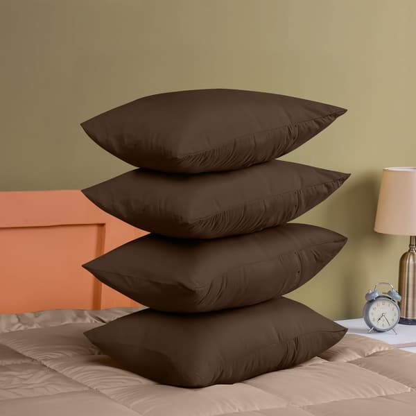 Pillowcase 4-pack - Standard size 50x75 cm - 100% brushed microfiber pillowcases with envelope closure - Wrinkle, fade and stain resistant pillowcases Brown