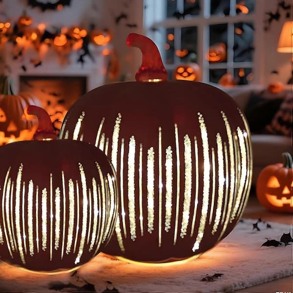 Glitrende græskar Stjerneklar nat græskar, glitrende lysgræskar, oplyst stjerneklar nat glasgræskar til efterårs Halloween dekorationer soveværelse