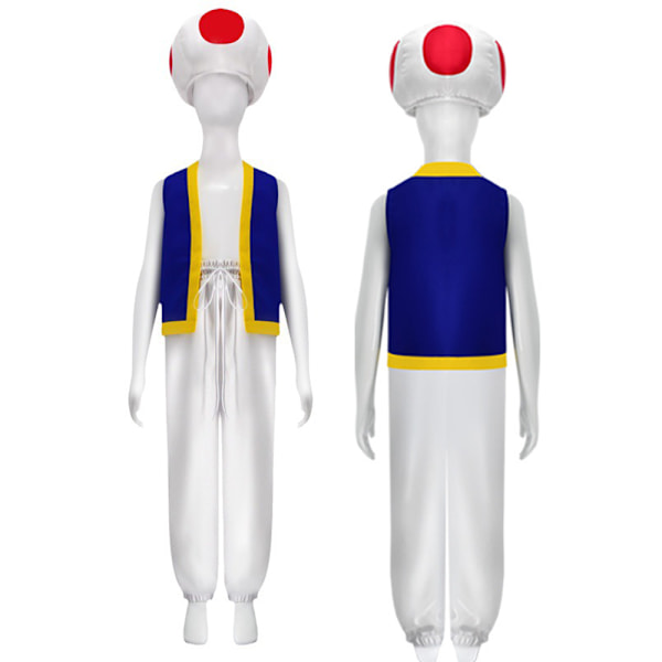 Junge Super Mario Toad Børnetøj Cosplay Kostume Outfit Svampehat Halloween Rollespil 110cm