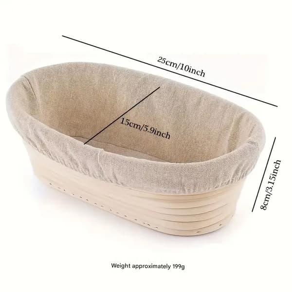 2-pack proofing basket - Oval 25 cm bread proofing basket - Handmade from natural rattan - Includes linen cloth - For sourdough and bread baking