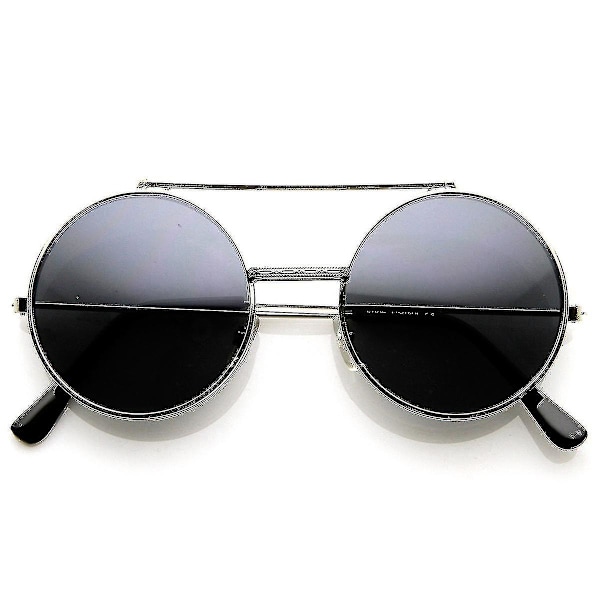 Limited Edition Farveskift Flip-up Linse Runde Cirkel Django Solbriller_dxm（Sort Røg）-FS1-