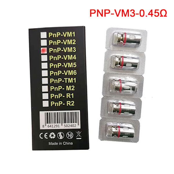 5 st/kartong Voopoo PNP Coil VM1/VM3/VM5/R1/M2Atomization ersätter PNP-VM3-0.45Ω 992