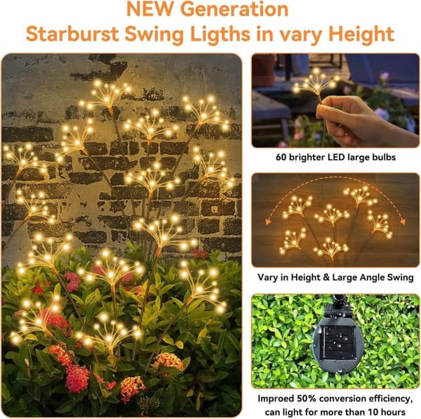 Solar Light 6-pack Garden Light Ground Spike Waterproof Outdoor Lighting for Path & Party_TF_TF varmvitt ljus, 6-pack